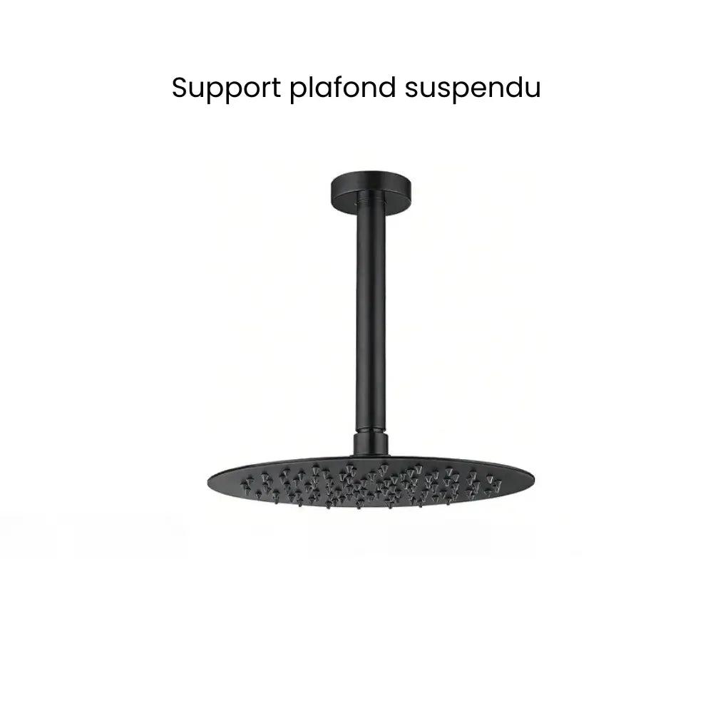 Colonne de douche encastrée noir mat – boîtier thermostatique rond à deux molettes