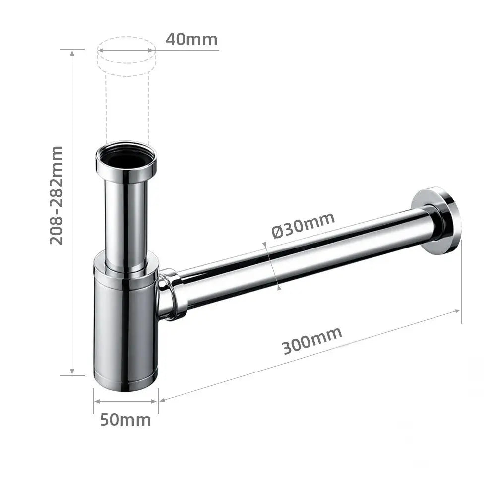 Siphon lavabo chrome – siphon bouteille en laiton, rallonge 45 cm