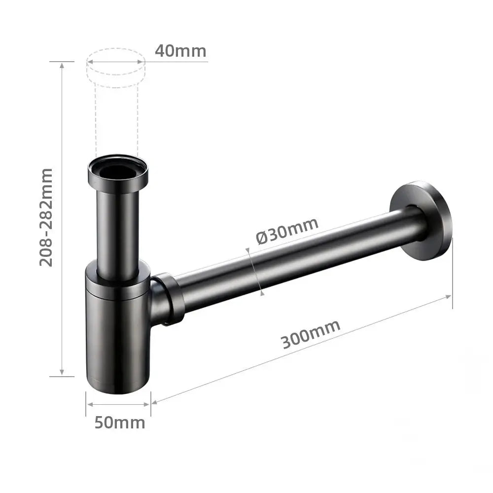 Siphon lavabo gris brossé – siphon bouteille en laiton, rallonge 45 cm