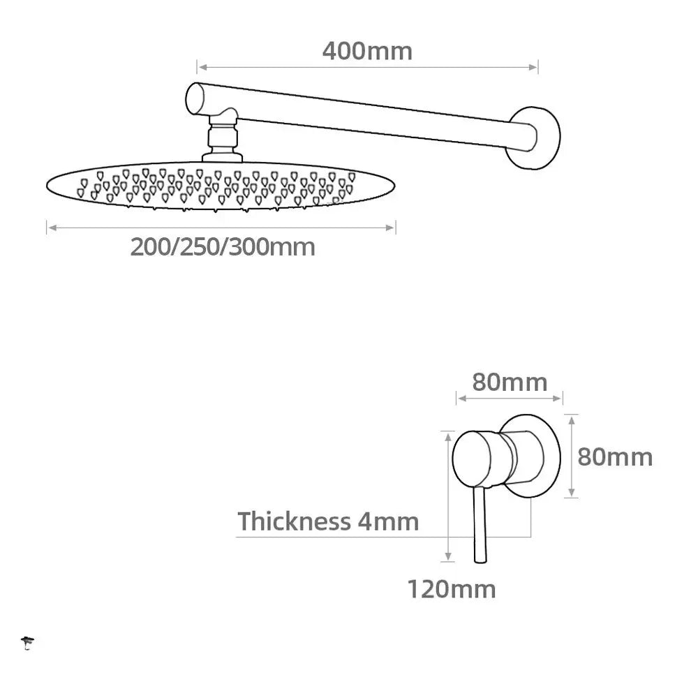 Colonne de douche encastrée dorée