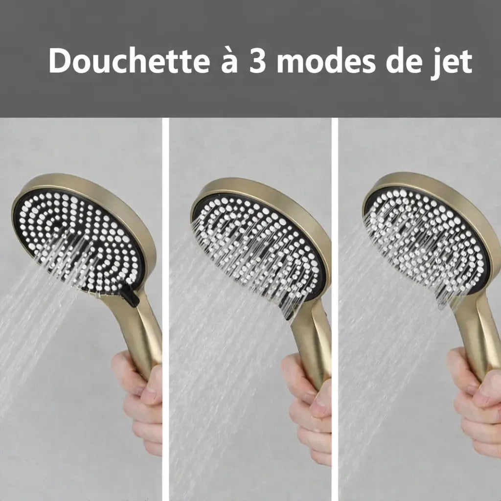 Colonne de douche thermostatique or brossé