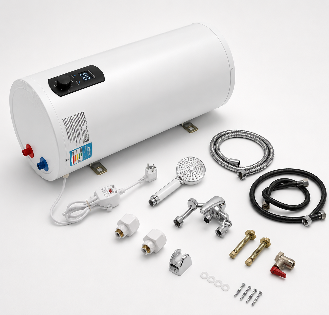 Chauffe-Eau Électrique Instantané 100L 2000W avec Affichage Digital et Douche