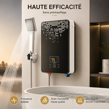 Chauffe-Eau Électrique Instantané 6500W 220V avec Douchette et Écran LED