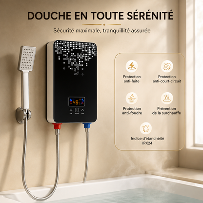 Chauffe-Eau Électrique Instantané 6500W 220V avec Douchette et Écran LED