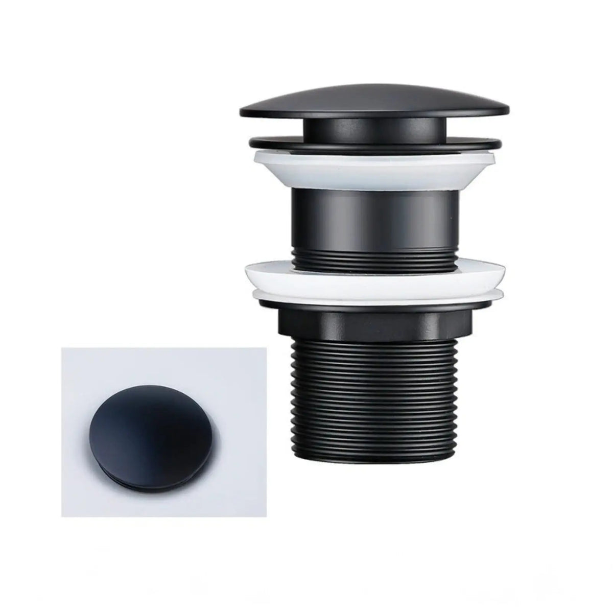 Bonde lavabo noir mat – clic-clac en laiton, avec ou sans trop-plein
