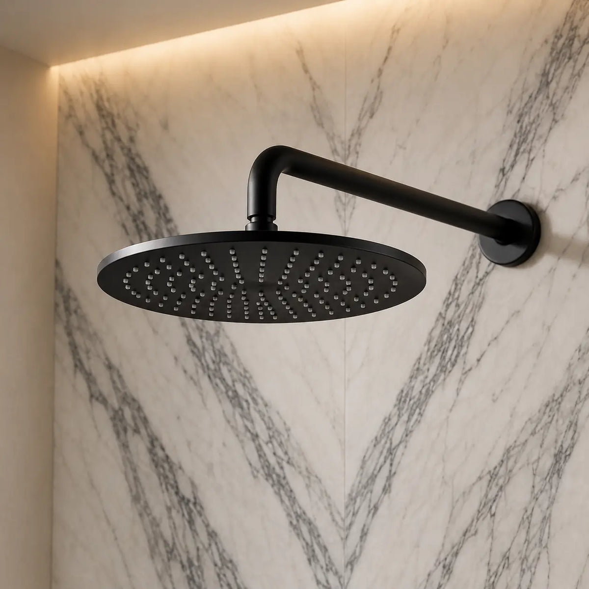 Colonne de douche encastrée noir mat – deux platines rondes et douchette