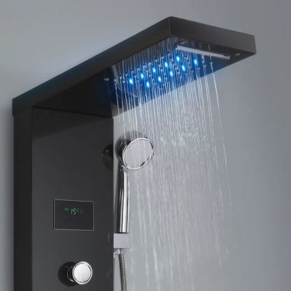 Colonne de douche hydromassante noir mat – 6 fonctions, jets massants, cascade LED et écran