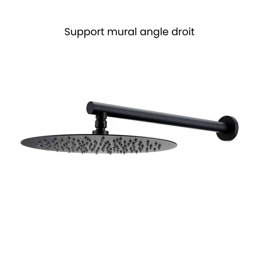 Colonne de douche encastrée noir mat – trois commandes rondes et douchette