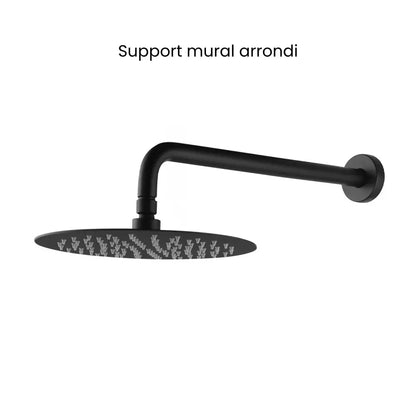 Colonne de douche encastrée noir mat – boîtier thermostatique rond à deux molettes