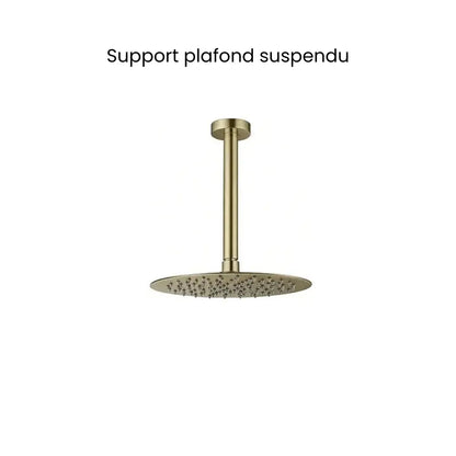 Colonne de douche encastrée dorée – or brossé, trois commandes encastrées