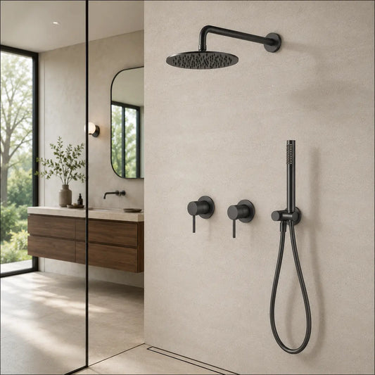 Colonne de douche encastrée gris brossé