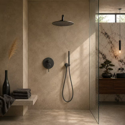 Colonne de douche encastrée gris brossé