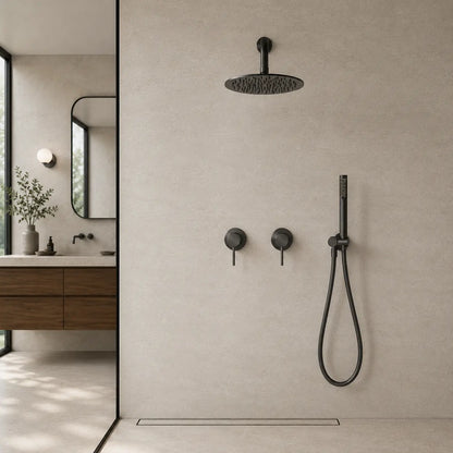 Colonne de douche encastrée gris brossé