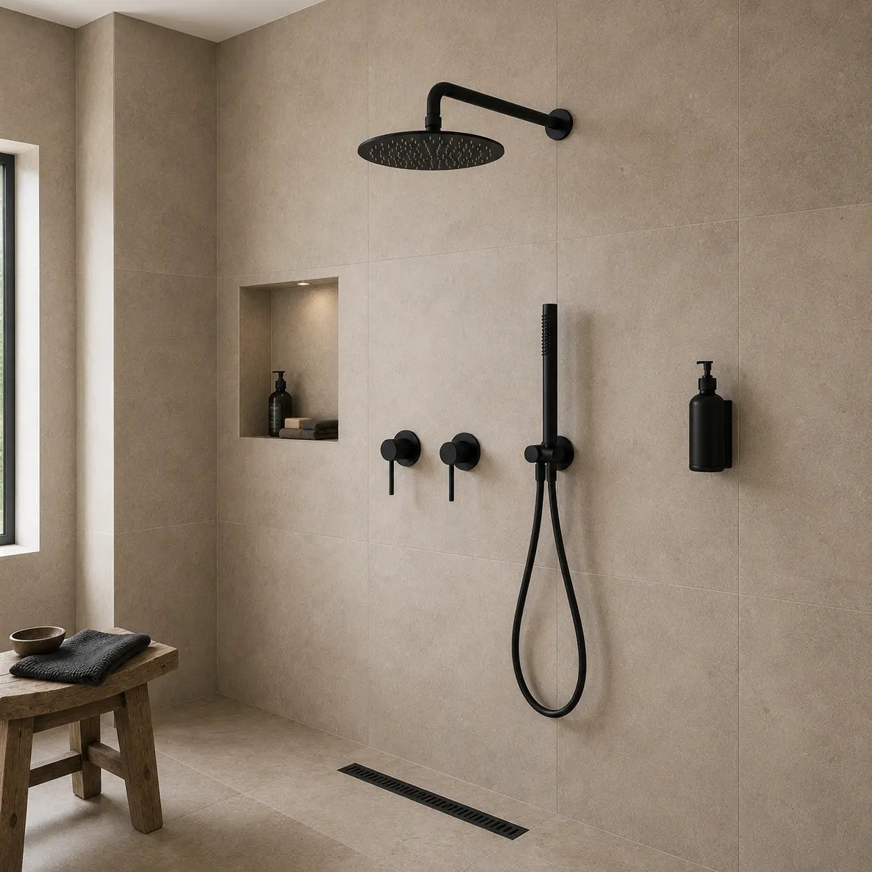 Colonne de douche encastrée noir mat