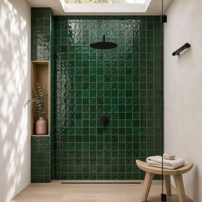 Colonne de douche encastrée noir mat – tête de pluie et mitigeur cylindrique