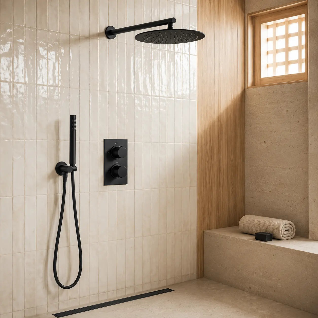 Colonne de douche encastrée noir mat