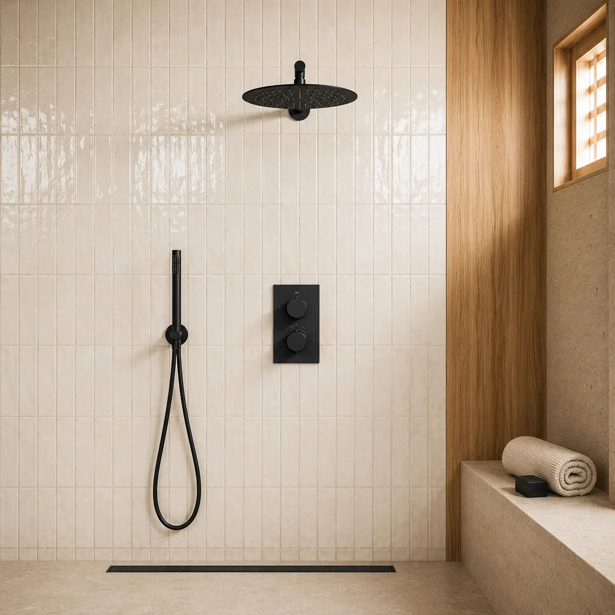 Colonne de douche encastrée noir mat