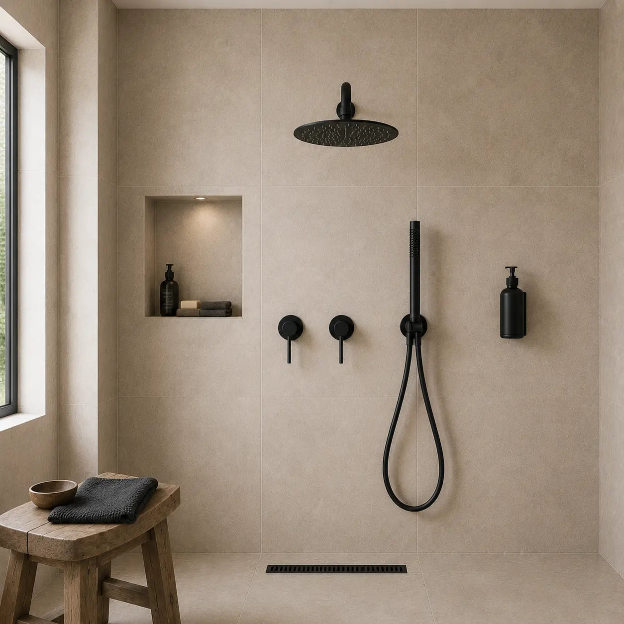 Colonne de douche encastrée noir mat