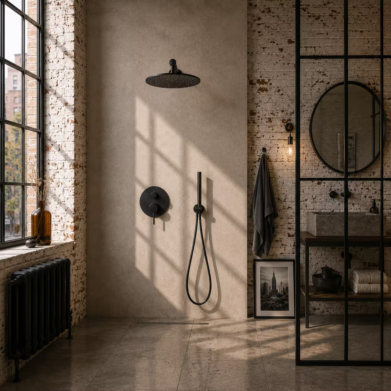 Colonne de douche encastrée noir mat