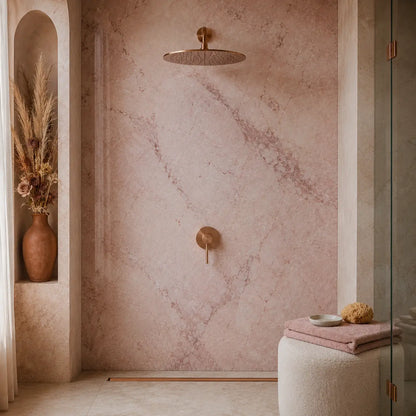 Colonne de douche encastrée or rose brossé
