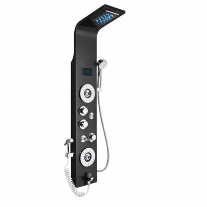 Colonne de douche hydromassante noir mat – 6 fonctions, jets massants, cascade LED et écran