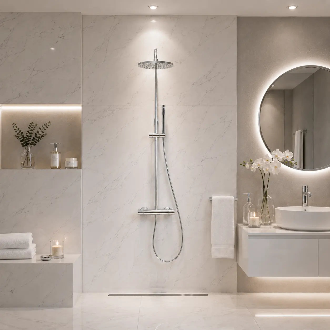 Colonne de douche thermostatique chrome
