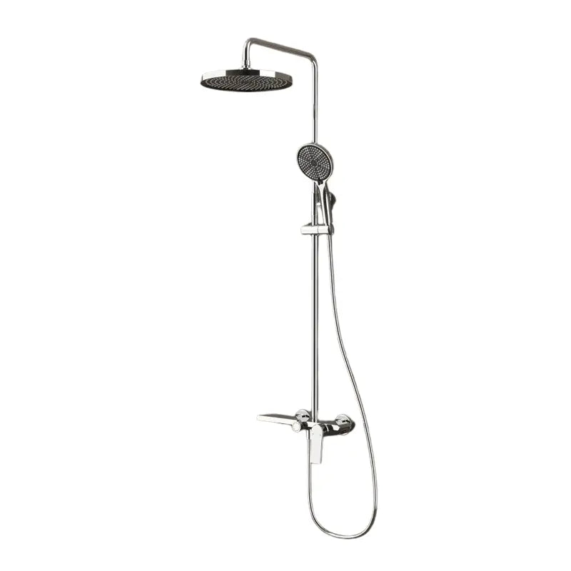 Colonne de douche thermostatique chrome – pommeau pluie rond, hauteur réglable