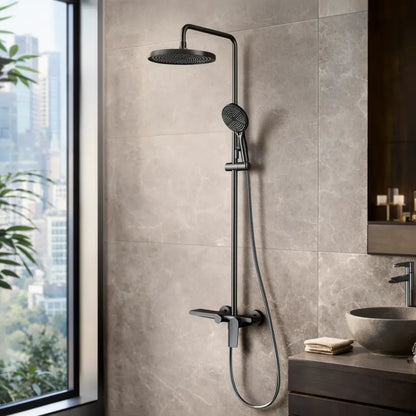 Colonne de douche thermostatique gris brossé