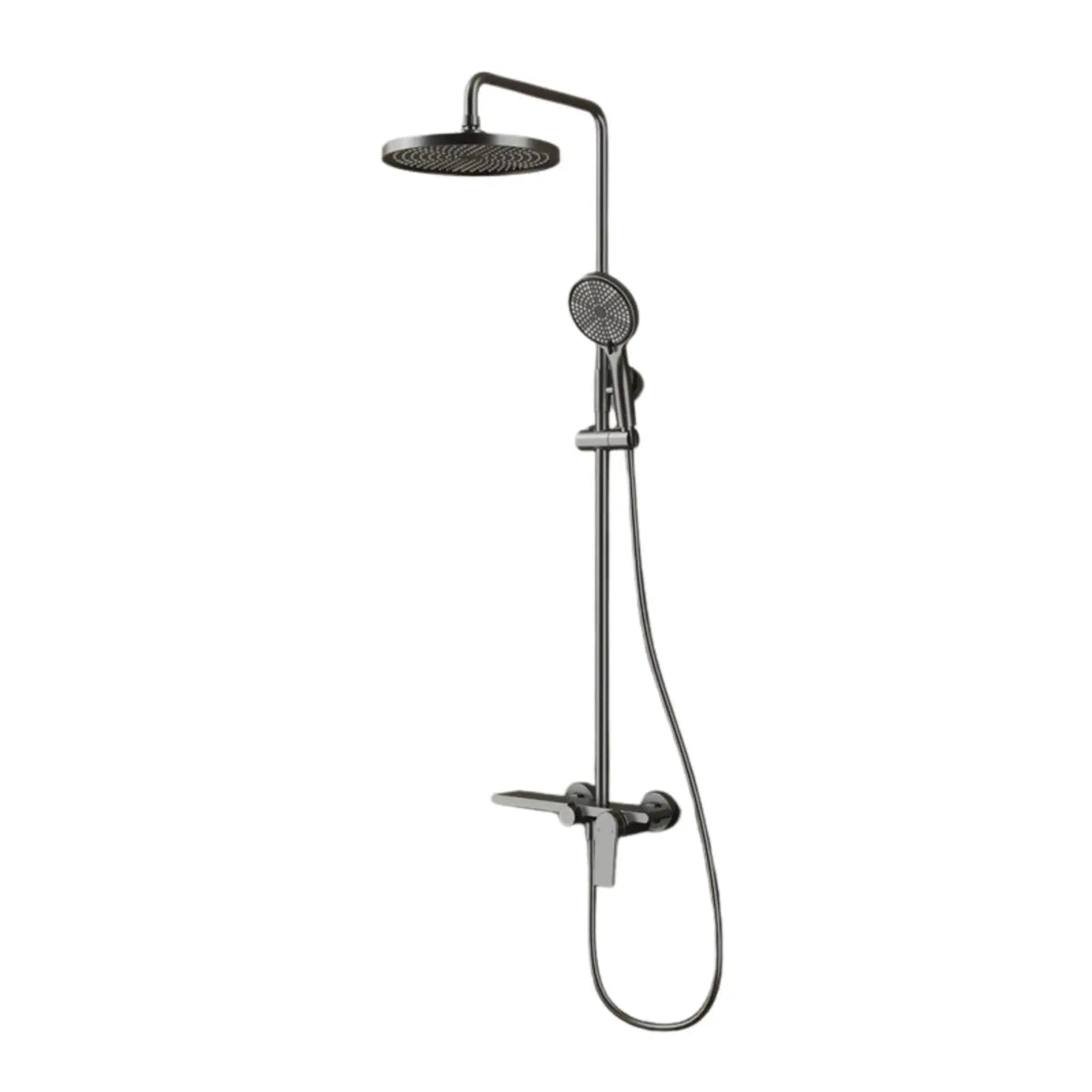 Colonne de douche thermostatique gris brossé – laiton, barre de douche réglable