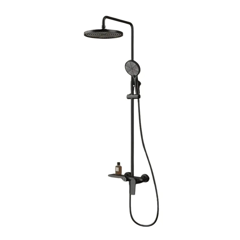Colonne de douche thermostatique noir mat – bras de ciel à angle droit, hauteur réglable