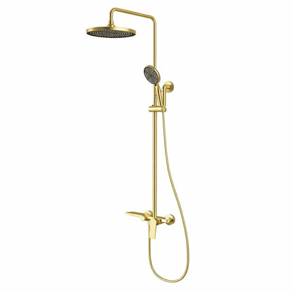 Colonne de douche thermostatique or brossé – laiton, barre de douche réglable en hauteur