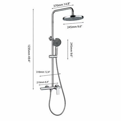 Colonne de douche thermostatique chrome – pommeau pluie rond, hauteur réglable