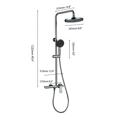 Colonne de douche thermostatique gris brossé – laiton, barre de douche réglable