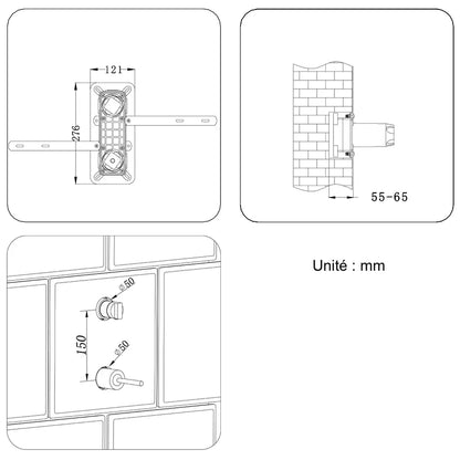 Colonne de douche encastrée noir mat