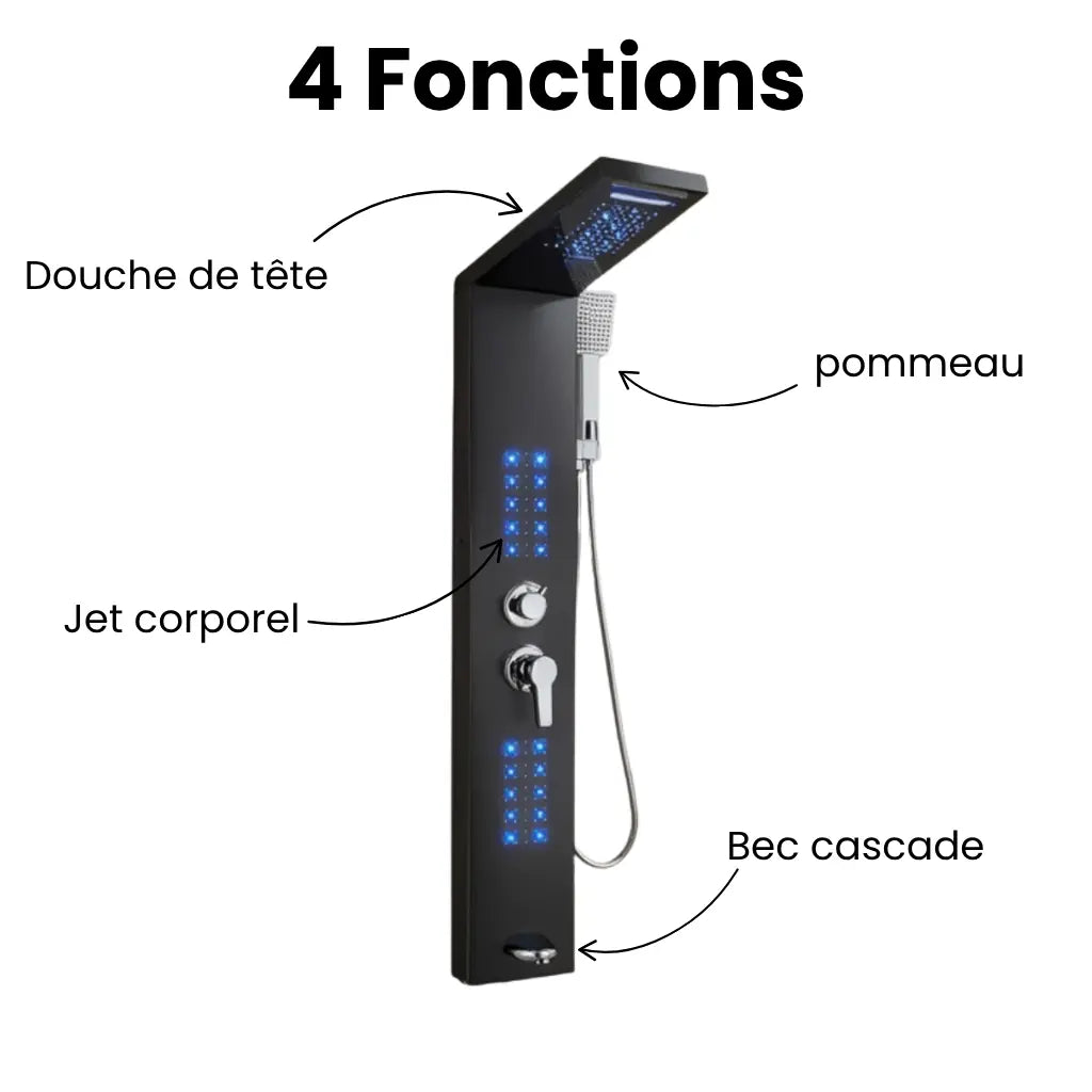 Colonne de douche hydromassante noir mat