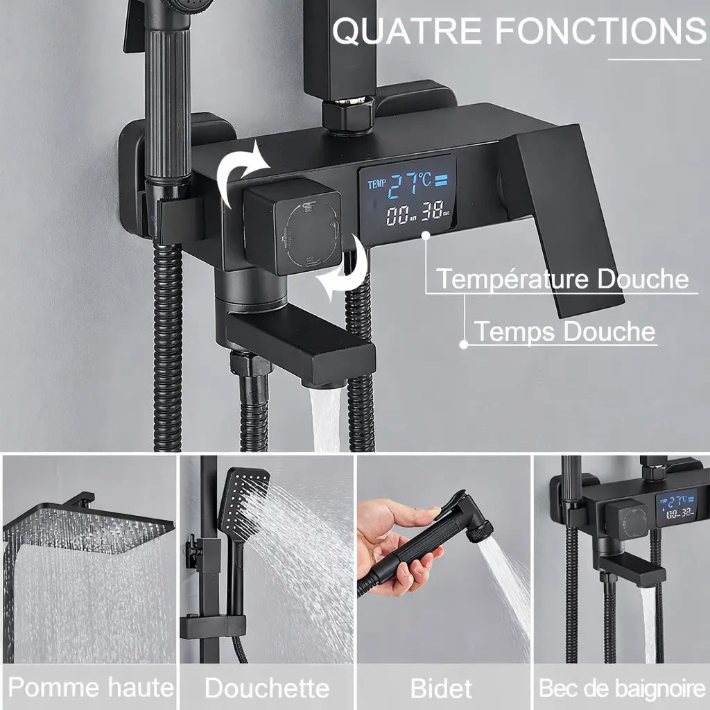 Colonne de douche thermostatique noir mat