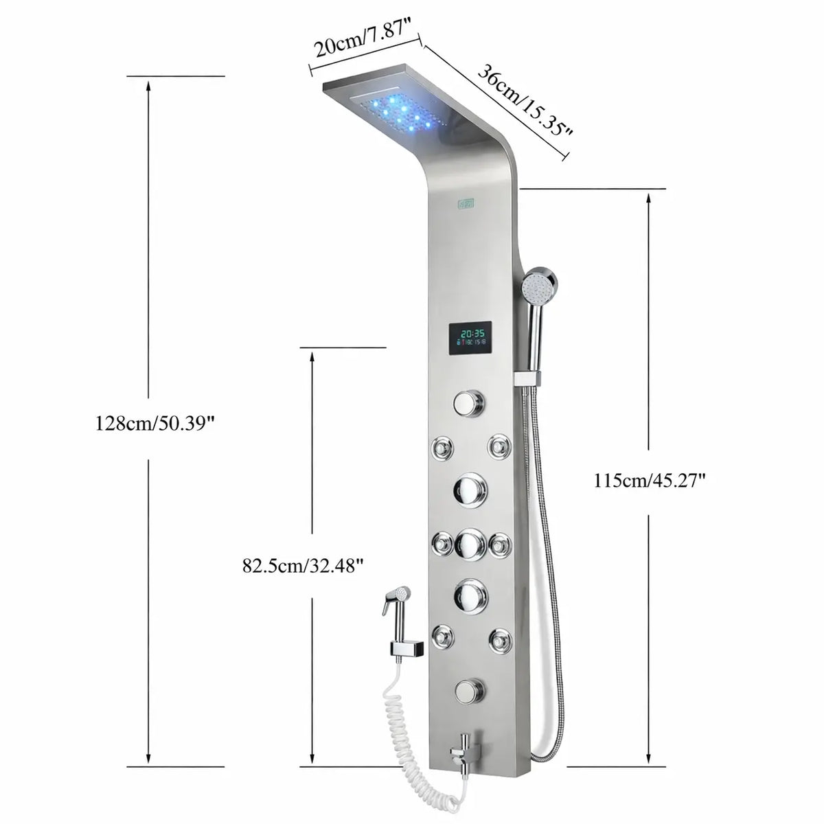 Colonne de douche hydromassante chrome – 6 fonctions, jets massants et écran digital