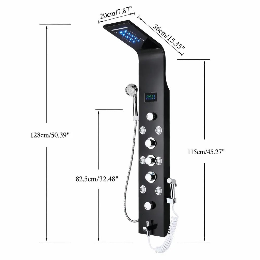 Colonne de douche hydromassante noir mat