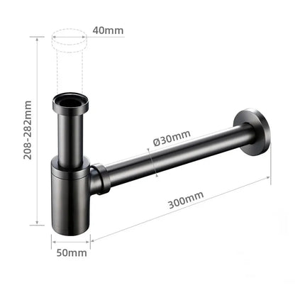 Siphon lavabo gris brossé