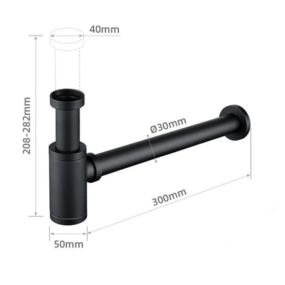 Siphon lavabo noir mat – siphon bouteille en laiton, rallonge 45 cm