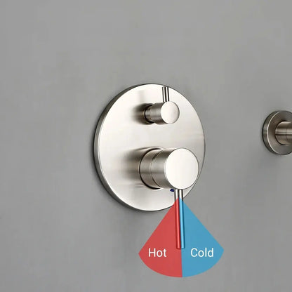 Colonne de douche encastrée chrome – boîtier thermostatique rond à deux molettes