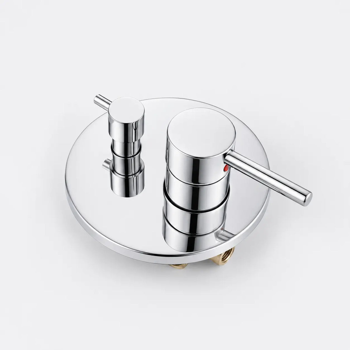 Colonne de douche encastrée chrome – boîtier thermostatique rond à deux molettes