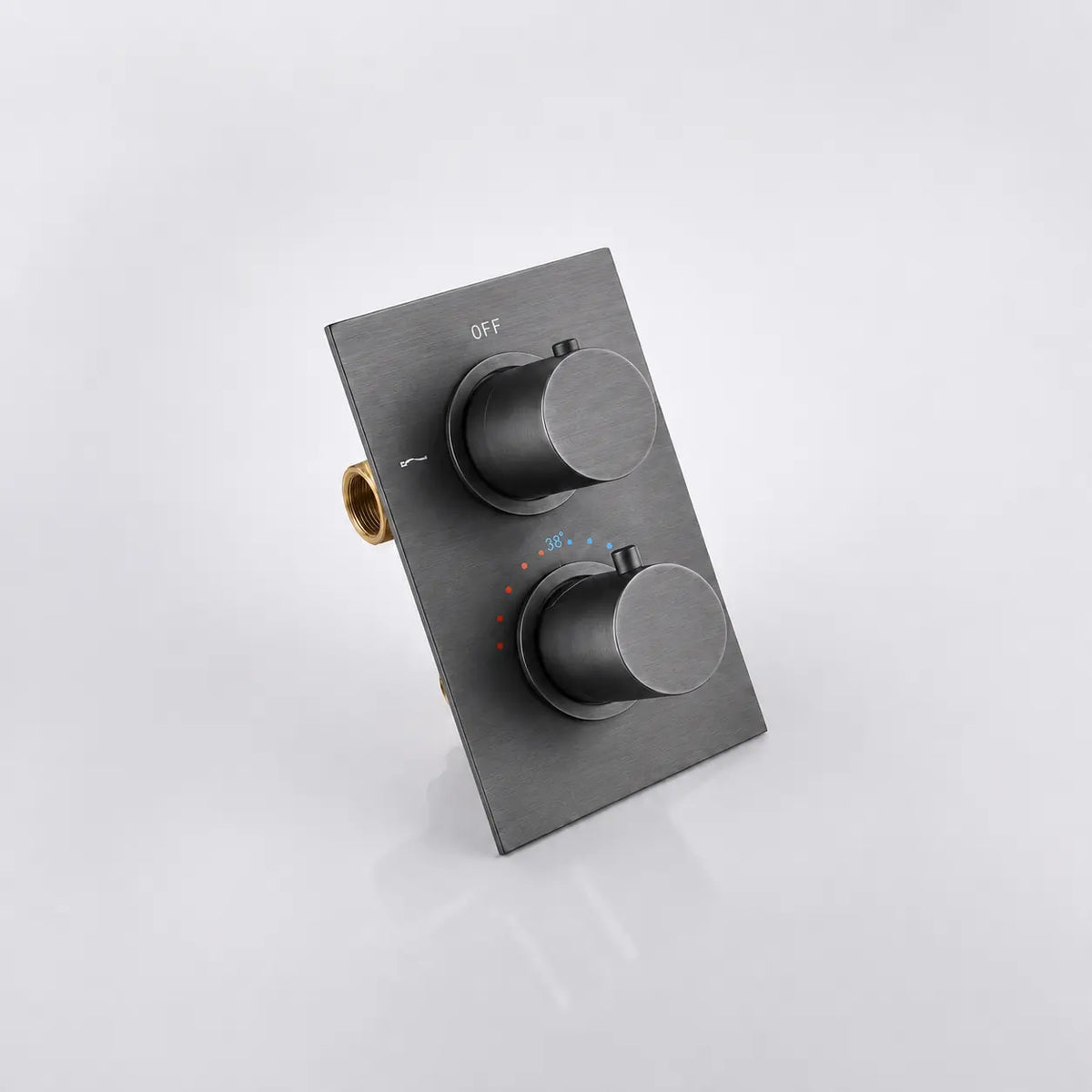 Colonne de douche encastrée gris brossé – plaque thermostatique deux voies