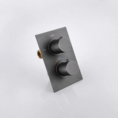 Colonne de douche encastrée gris brossé – plaque thermostatique deux voies