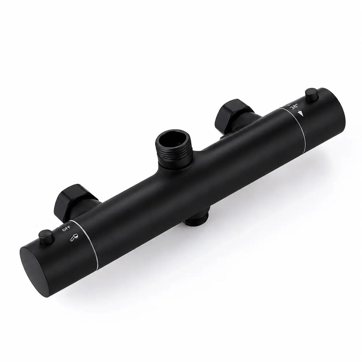 Colonne de douche thermostatique noir mat – douchette à picots anti-calcaire, finition PVD