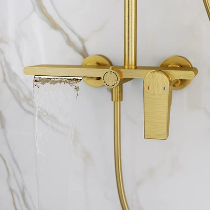 Colonne de douche thermostatique or brossé