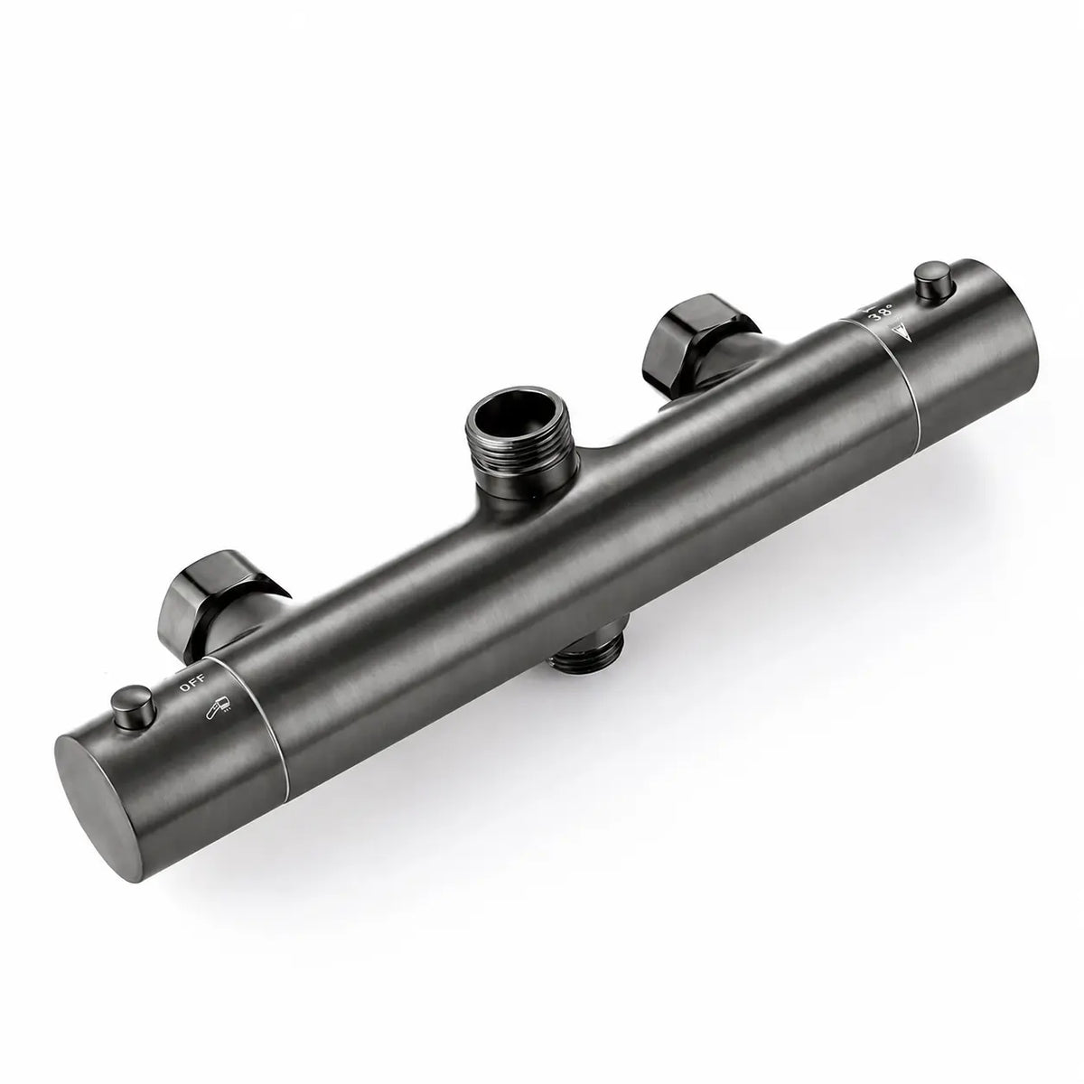 Colonne de douche thermostatique gris brossé – finition PVD, support de douchette orientable