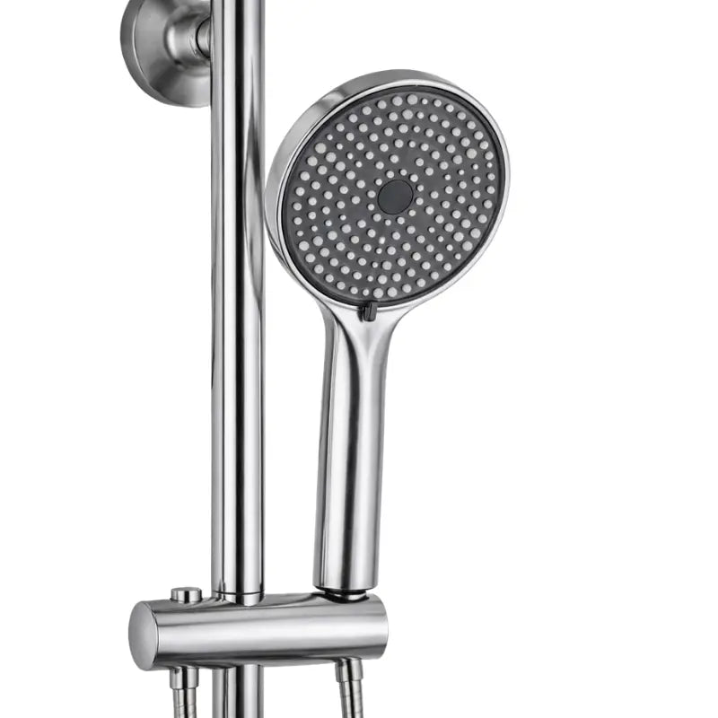 Colonne de douche thermostatique chrome – pommeau pluie rond, hauteur réglable