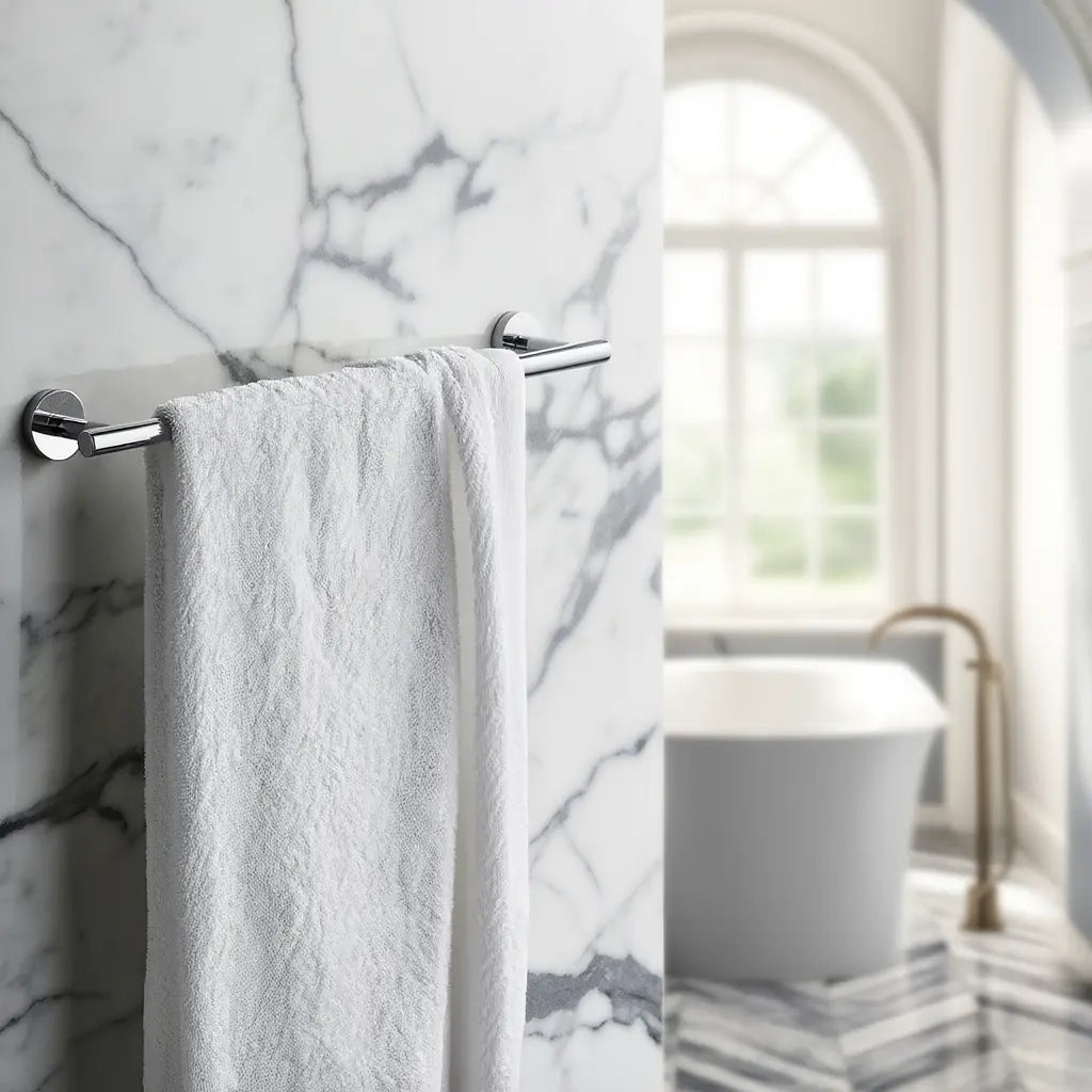 Porte-serviettes mural chrome – acier inoxydable, barre 45 cm à fixation invisible