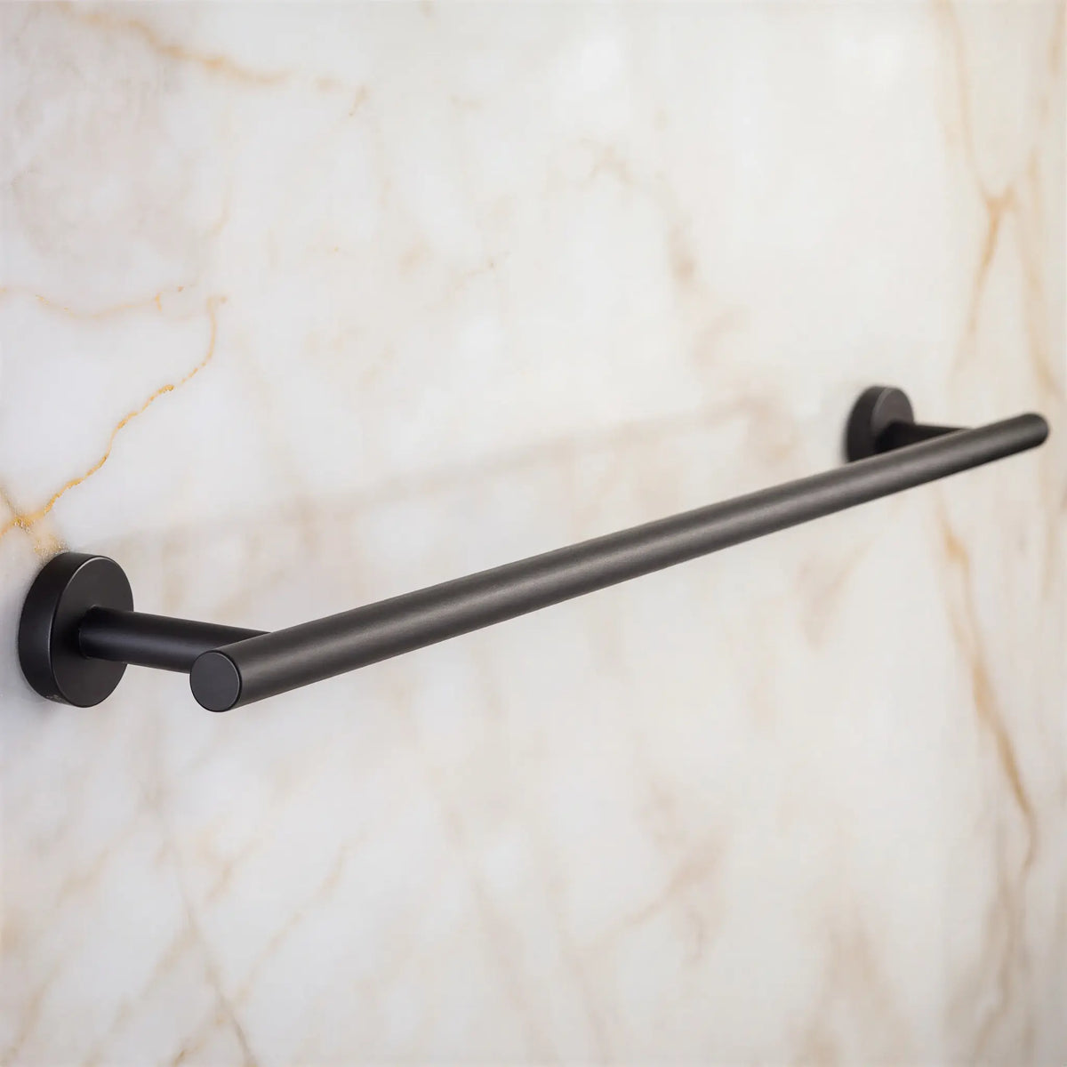 Porte-serviettes mural noir mat – acier inoxydable, barre 45 cm à fixation invisible